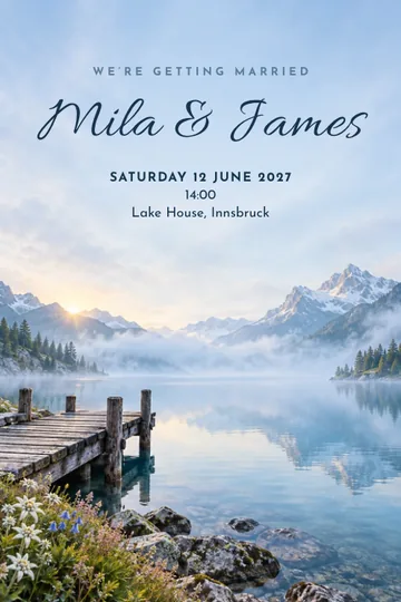 Alpine lake invitation design