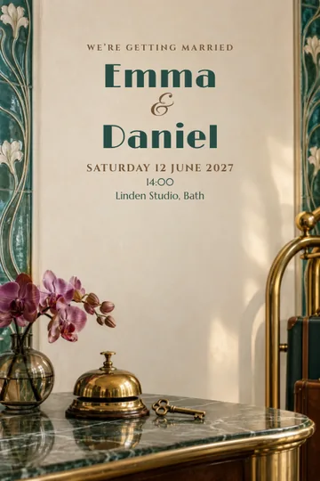 Art Nouveau hotel invitation design