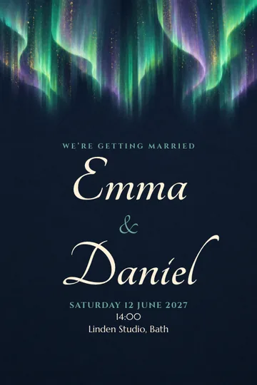 Aurora vows invitation design