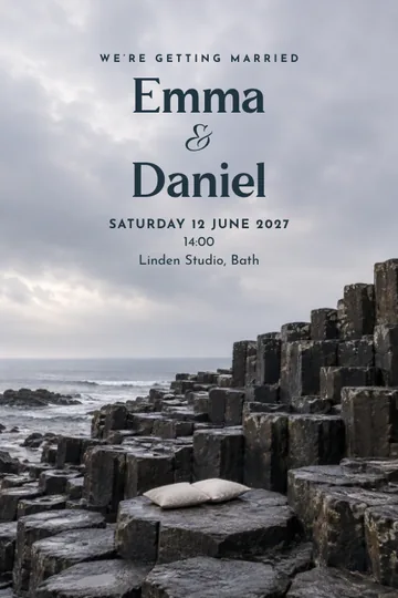 Basalt column vows invitation design