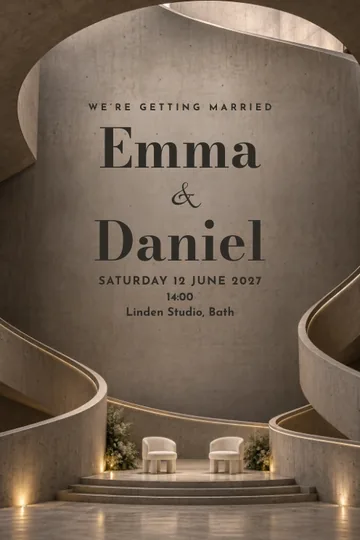 Spiral ramp vows invitation design