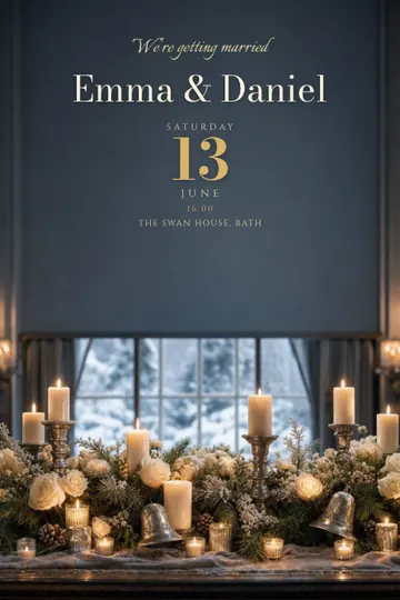 Candlelit winter invitation design
