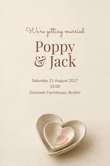 Wedding invitation, Two heart dishes design