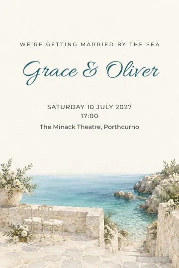 Wedding invitation, Stairway to the sea design