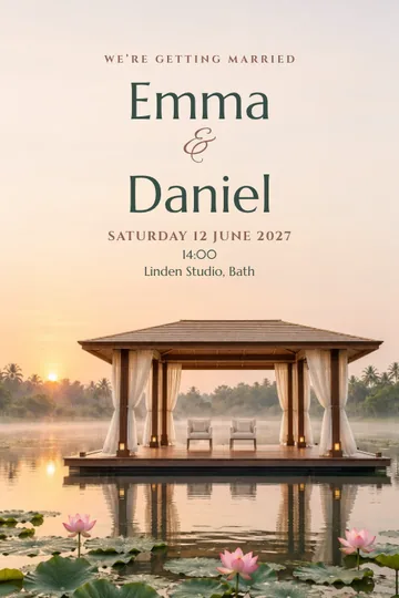 Floating lotus pavilion invitation design