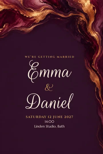 Fluid vows invitation design