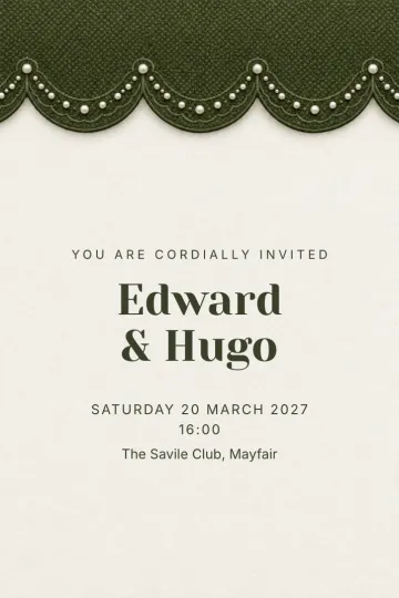Wedding invitation, Scalloped piqué design