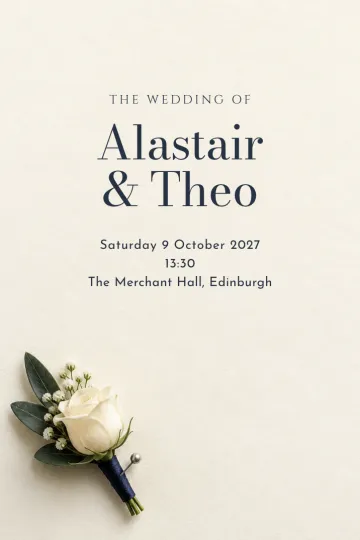 Wedding invitation, The groom’s buttonhole design