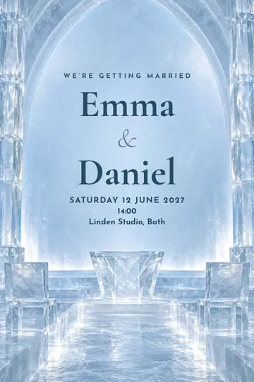 Vows in ice invitation design