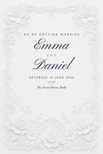 Lace and relief invitation design