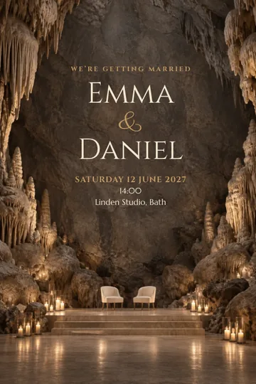 Limestone cavern vows invitation design