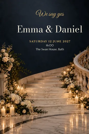 Midnight staircase invitation design