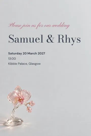 Wedding invitation, Glass orchid design