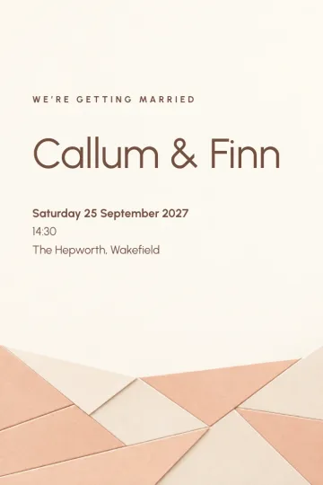 Wedding invitation, Peach paper tiles design