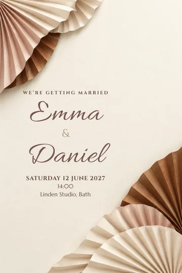 Pleated paper vows invitation design