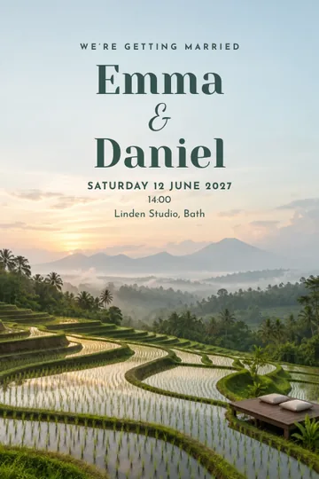 Rice terrace vows invitation design