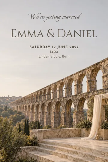 Aqueduct vows invitation design