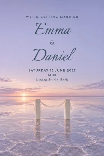 Salt flat vows invitation design