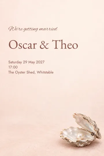 Wedding invitation, Oyster and pearl design