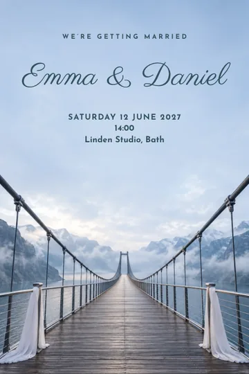 Suspension bridge vows invitation design