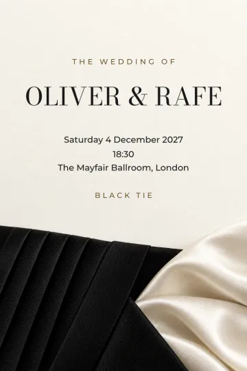Wedding invitation, Tuxedo and satin design