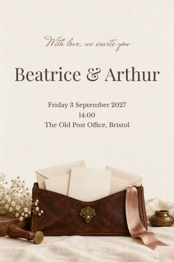 Wedding invitation, Love letters in leather design