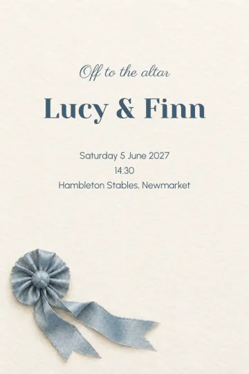 Wedding invitation, Something blue rosette design