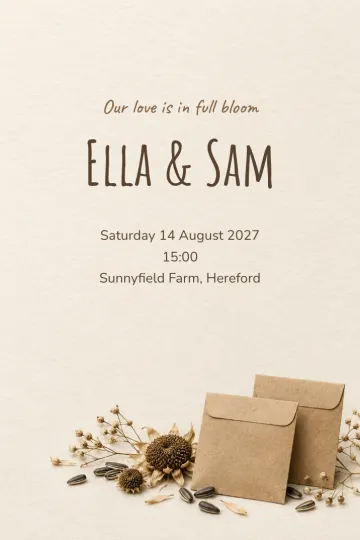 Wedding invitation, Wildflower seed packets design