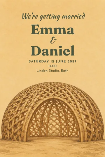 Under the bamboo dome invitation design