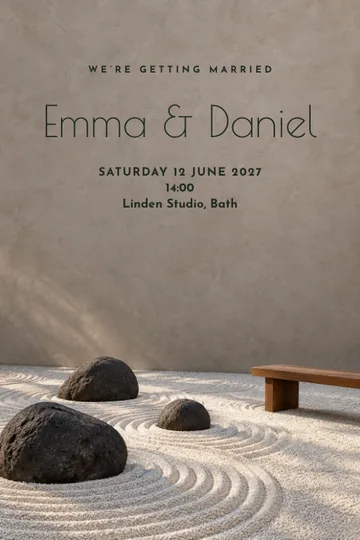 Zen sand courtyard invitation design